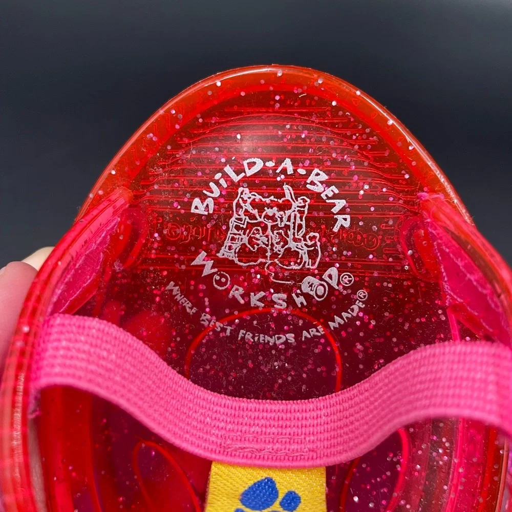 Build A Bear pink glitter jelly sandals flip flop shoes